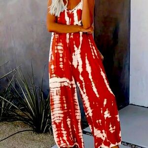 Spaghetti Strap Tie Dye Jumpsuit